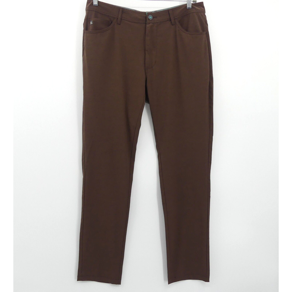 LINKSOUL Men's 5-Pocket Boardwalker Pants Size 36 Brown Stretch 35" Inseam $120